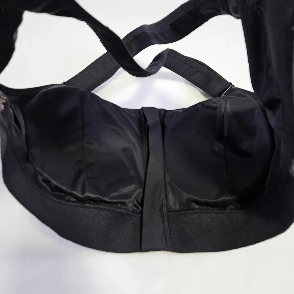 SHEFIT Ultimate Sports Bra Size 2Luxe XL High Impact Black 110002 Equestrian Zip